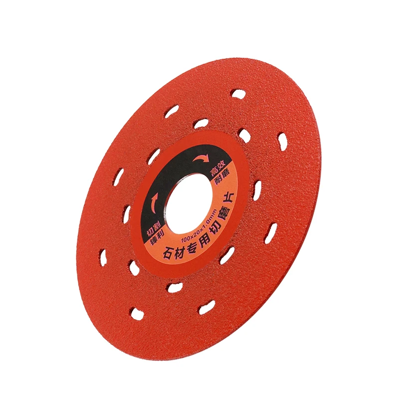 Lama per sega per taglio e molatura con sabbia diamantata 1PC Dissipazione del calore multi-foro Lama per taglio e molatura con piastra di roccia multi-foro rossa