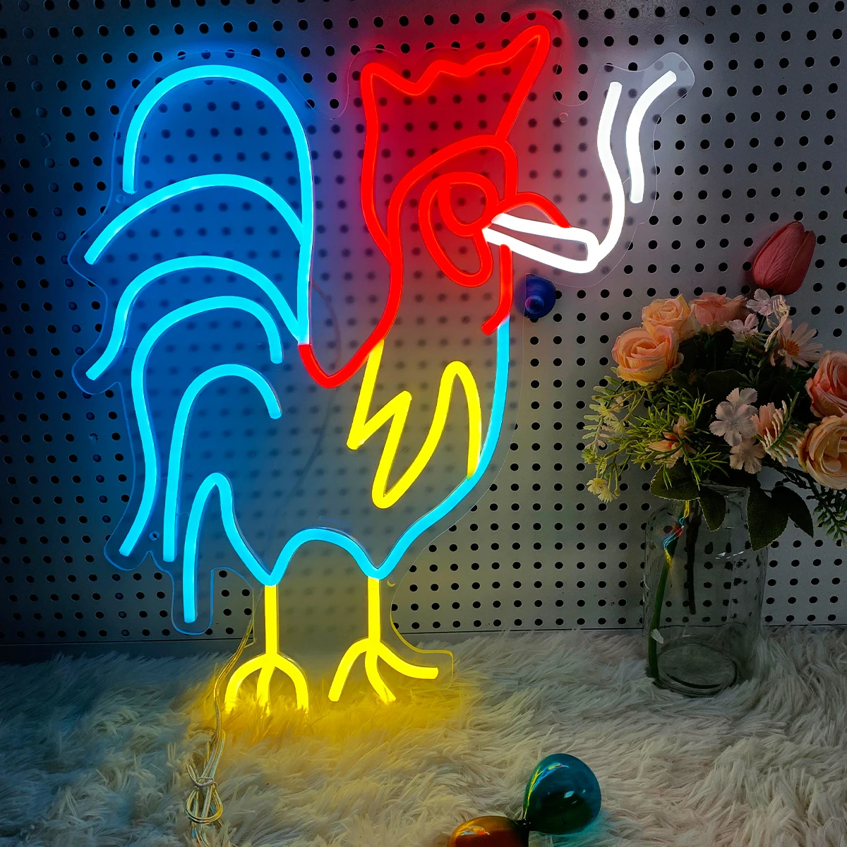 Smoking chicken neon shape, suitable for birthday parties, bars, bedroom decoration to create atmosphere