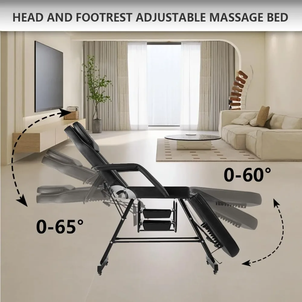 كرسي الوجه مع كرسي وشم عجلة للعميل كرسي التجميل الفنان سبا سرير مسند الرأس القابل للإزالة للعميل، خبير التجميل، الفنان