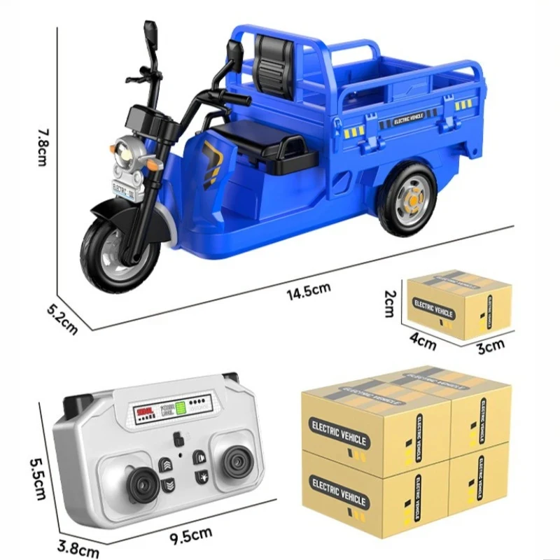 2.4G Mini Remote Control Tricycle Simulation Model with Light & Sound System RC Vehicle Educational Interactive Toy for Kids Gif