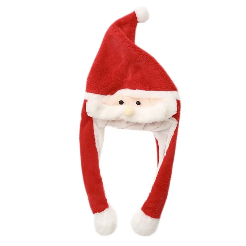 Chapeau de barbe mobile de Noël pour femmes et enfants, chapeau de père Noël, oreille pincée à la main pour bouger, cadeau drôle, vêtements de sauna en peluche