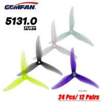 24pcs /12 pairs Gemfan Fury 5131.0 5inch 3 Blade/Tri-Blade Propeller 2207 2306 FPV Brushless Motor Props  For FPV Racing Drone