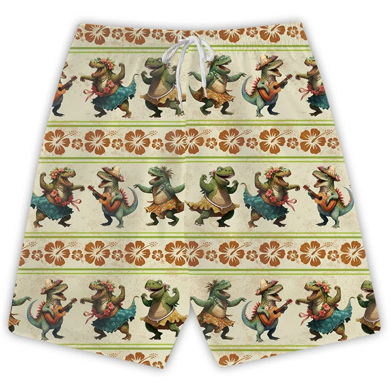 Dinosaur Beach New 3d Printing Men Shorts  2025 Fashion Summer Animal Graphic Swimming Trunks Drawstring Board Shorts