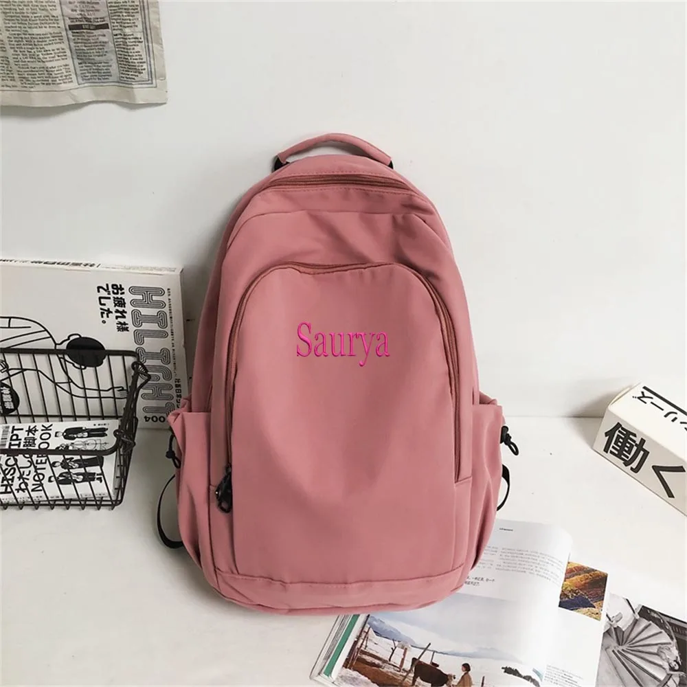 45cm Embroidered Name College Students Backpack New Large Capacity Boys Girls Outdoor Travel Backpacks Custom Any Text Gift Bags