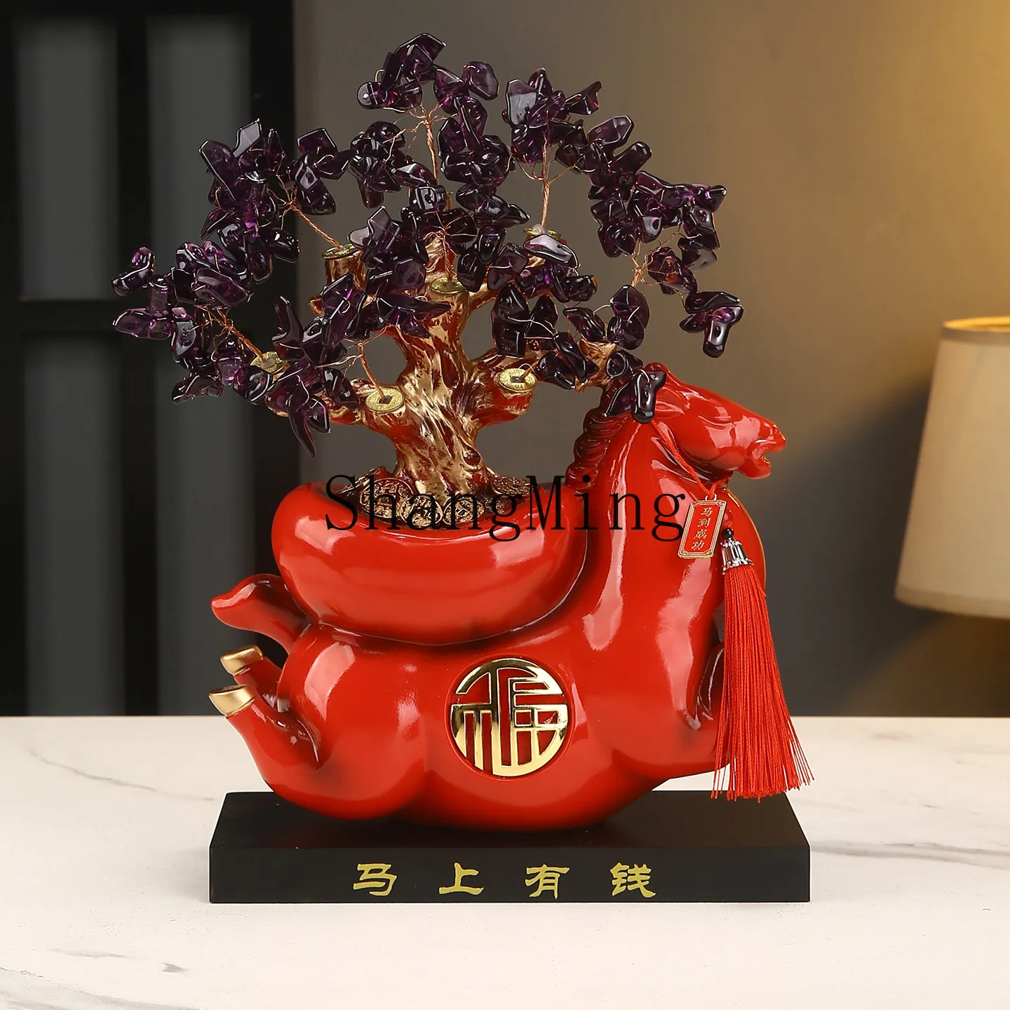 FG big red purple new Chinese living room TV cabinet wine cabinet entrance decoration lucky housewarming gift