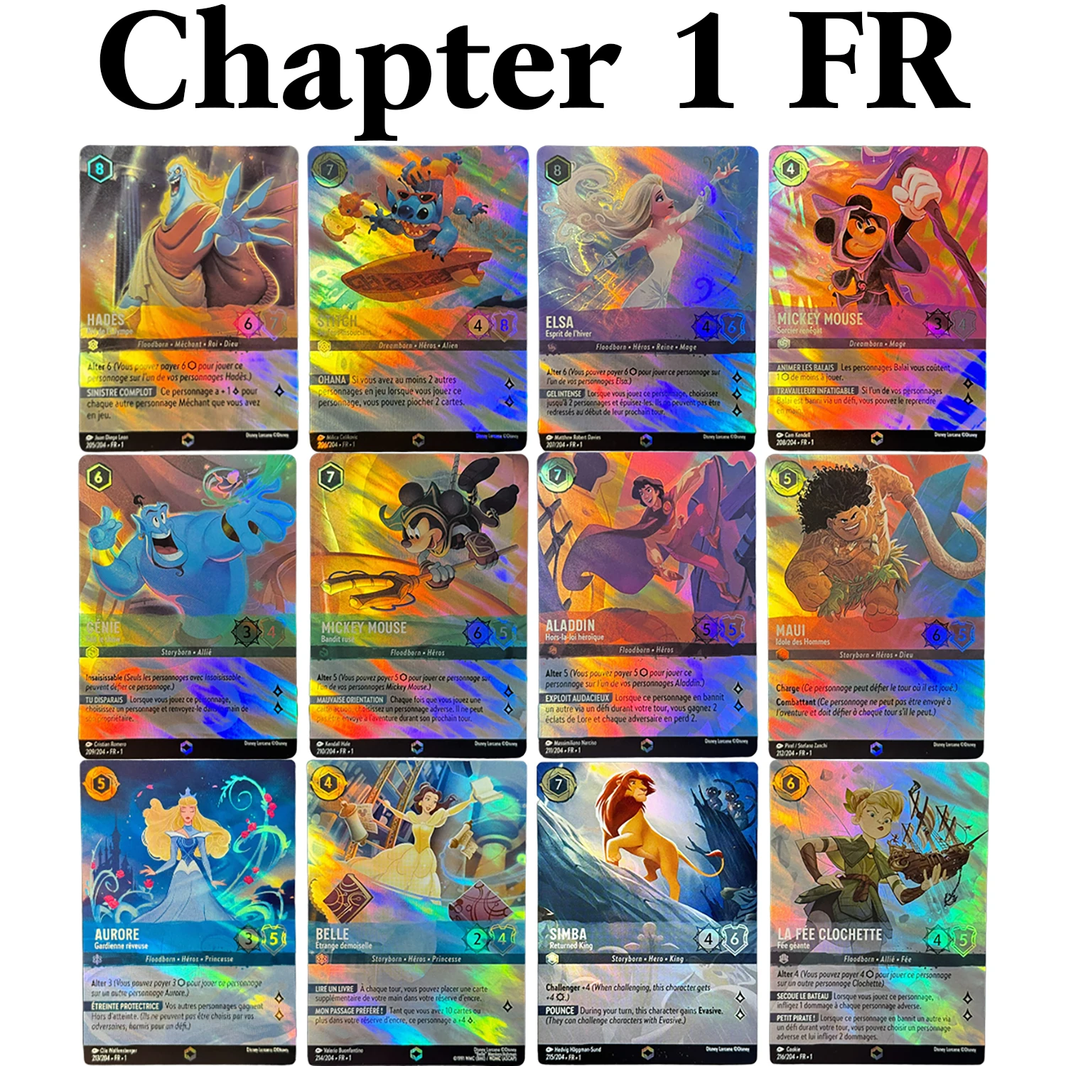 Lorcana Enchanted Foil Chapter 1/2/3/4/5/6/7 tarjetas de versión francesa TCG Proxy Archazia's Island Shimmering Skies tarjetas de juego de mesa