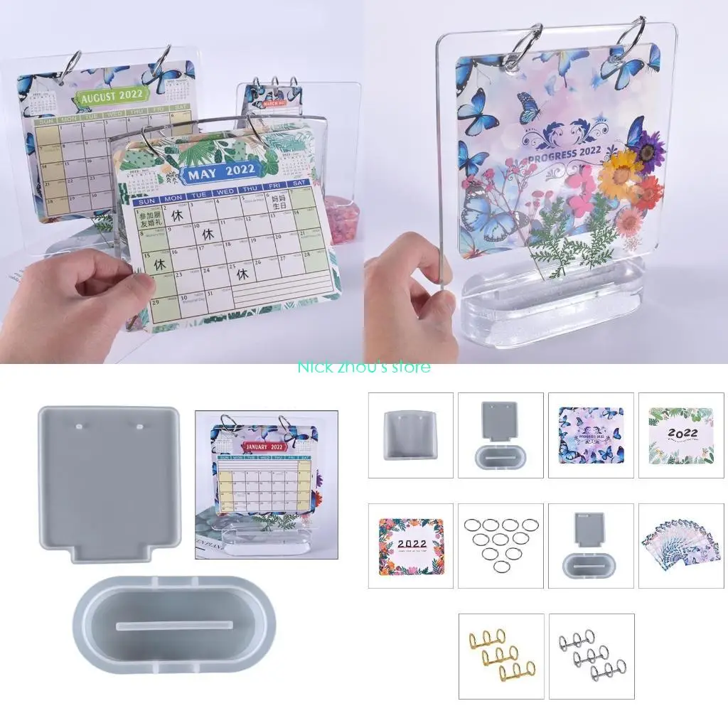 E15E Calendar Hanging Board UV Crystal Epoxy Resin Mold Handmade Calendar Hanging Listed Silicone Mould DIY Crafts Home Casting