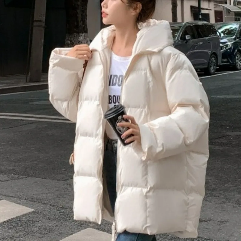 2023 New Women Down Jacket Winter coat Female Mid length version Parkas loose thick Outwear hooded fashion Simplicity Overcoat