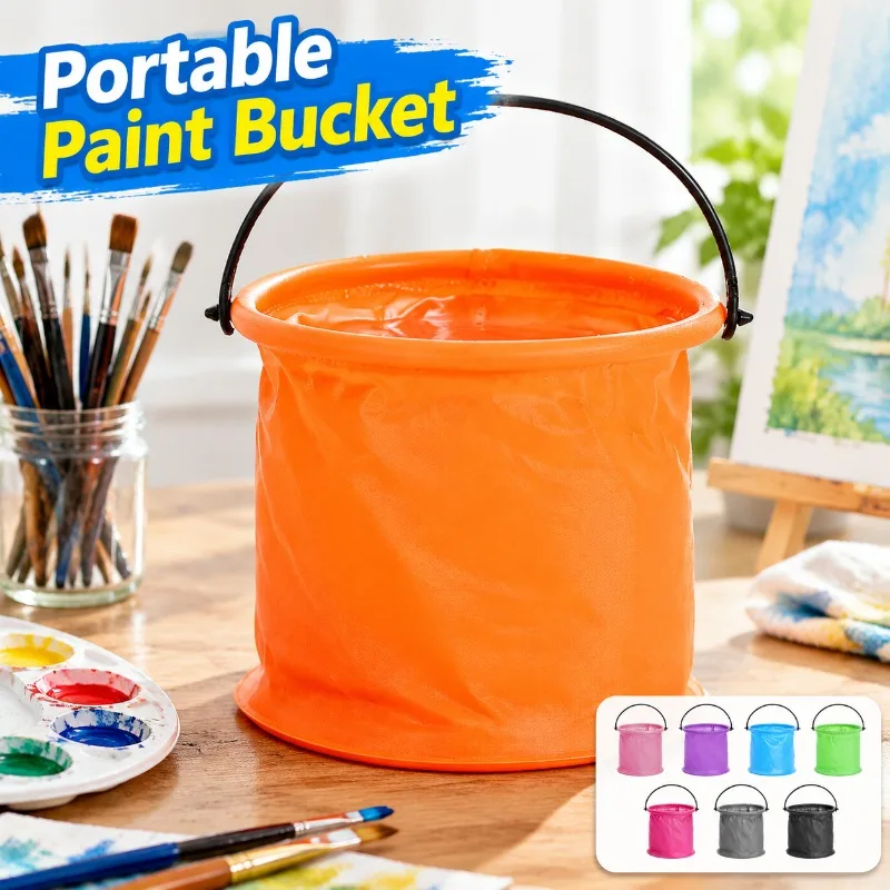Portable Telescopic Plastic Paint Brush Washing Bucket, Retractable Folding Water Bucket, Lightweight Art Painting Supplies