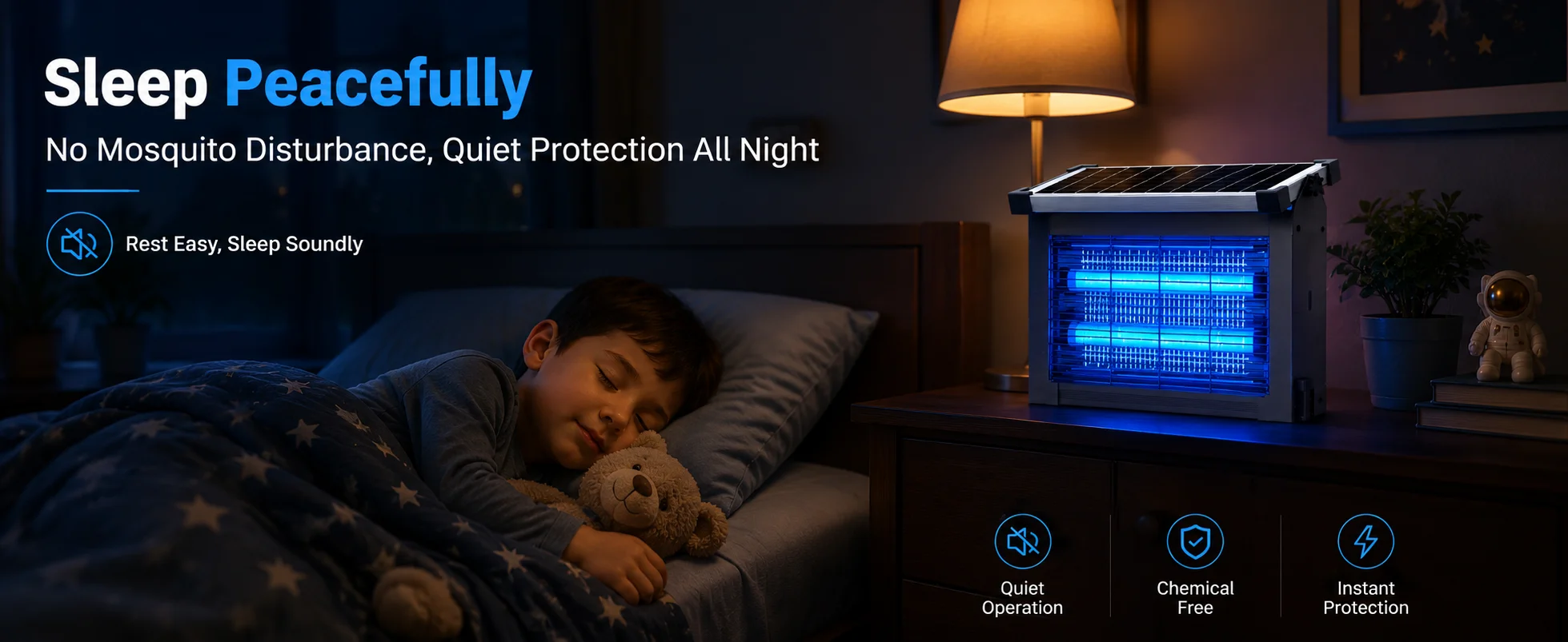 Solar Bug Zapper Outdoor, Cordless Rechargeable Mosquito Killer | IP66 Waterproof Fly Zapper, 4500V Grid, Auto/Manual Mode, Cordless with Projection Light, Cord & Chain for Patio Camping RV
