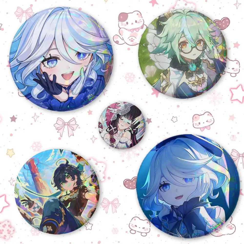Gen-shin- Impa-ct- Round Button Badge Pin Set Anime Cartoon Game Music Cool Fashion Brooch For Backpack Clothes Hat