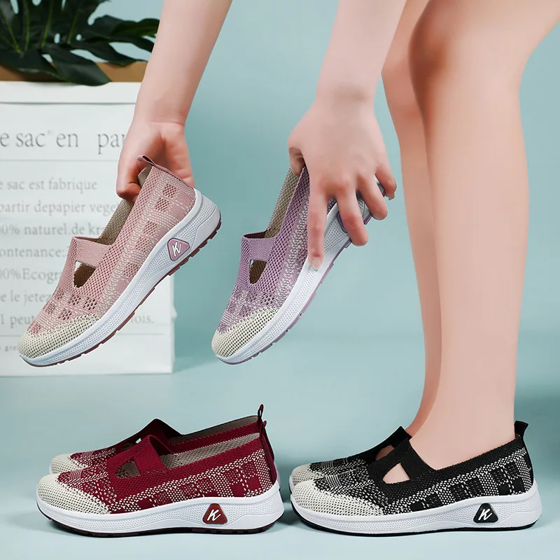 2024 New Summer Breathable And Comfortable Single Shoes For Middle-aged And Elderly Peoplesoft Soled Non Slip Cloth Shoes For Mo
