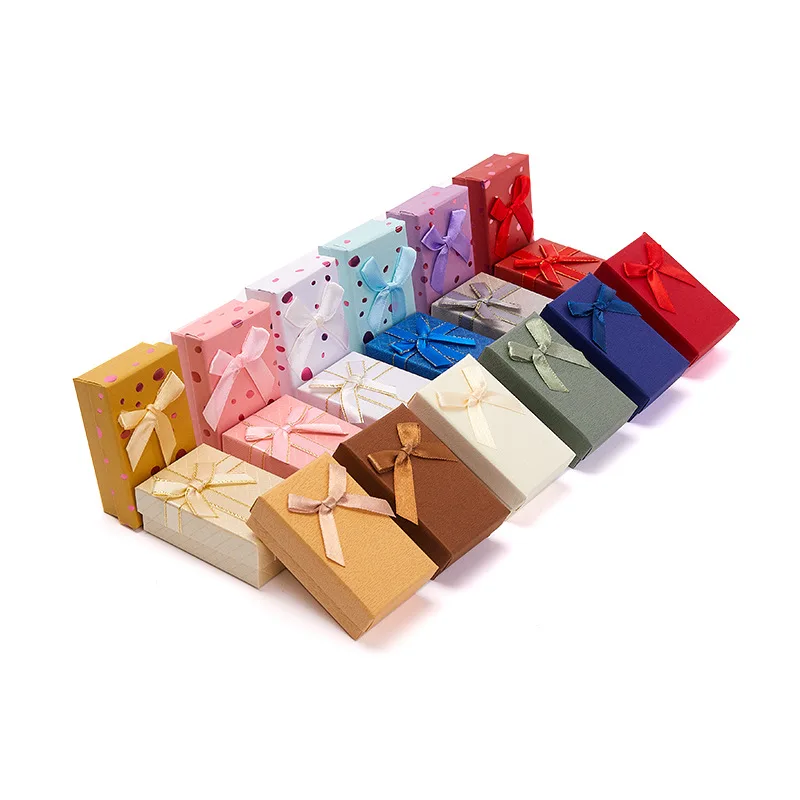 Bowknot Ribbon Jewelry Organizer Box Multi Colors Ring Earrings Pendant Necklace Storage Jewelry Display Packaging Gift Case