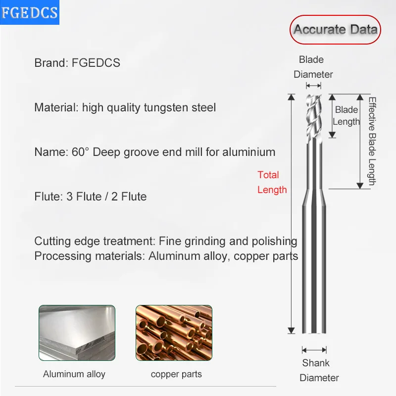 0.2-3MM Carbide Deep Groove End Mill Micro-diameter Aluminum End Mills 2/3Flutes Deep Long Neck Small Milling Cutter CNC tools