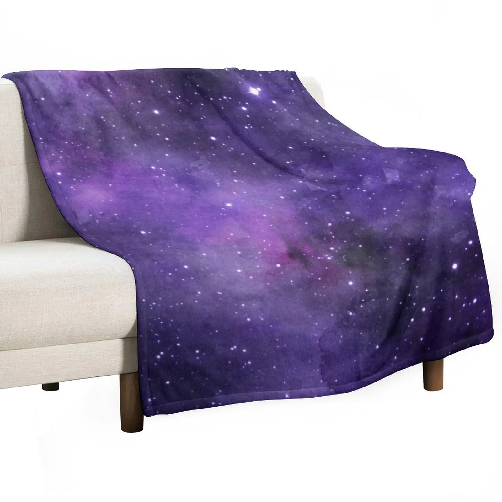 Amethyst watercolor galaxy Throw Blanket Picnic Furry Blankets For Bed Blankets