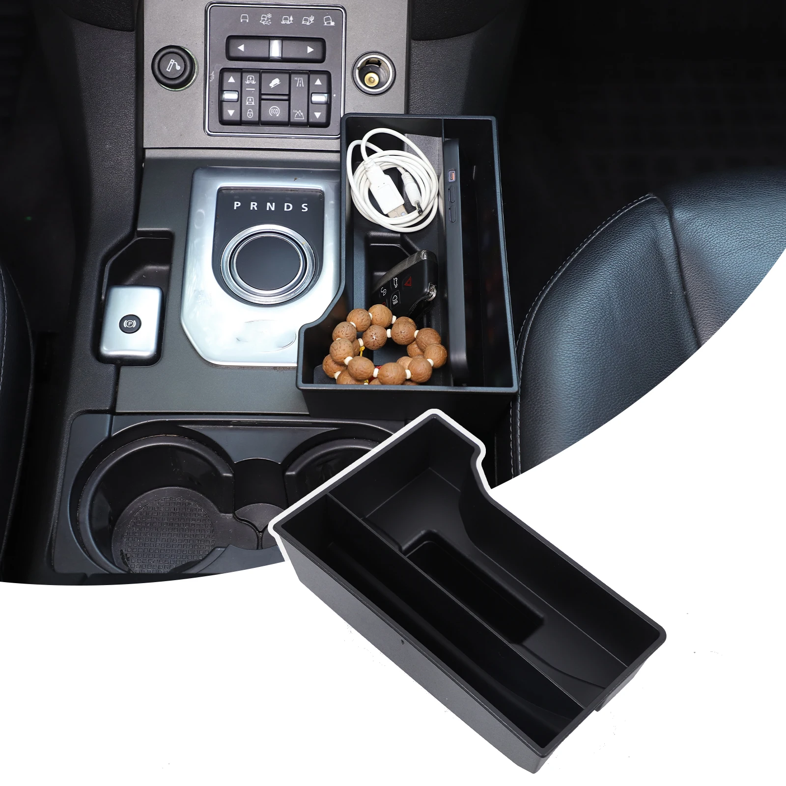 

ABS Black Car Center Console Side Storage Box Organizer Tray Phone Holder For Land Rover Discovery 4 2013-2016 Auto Accessories