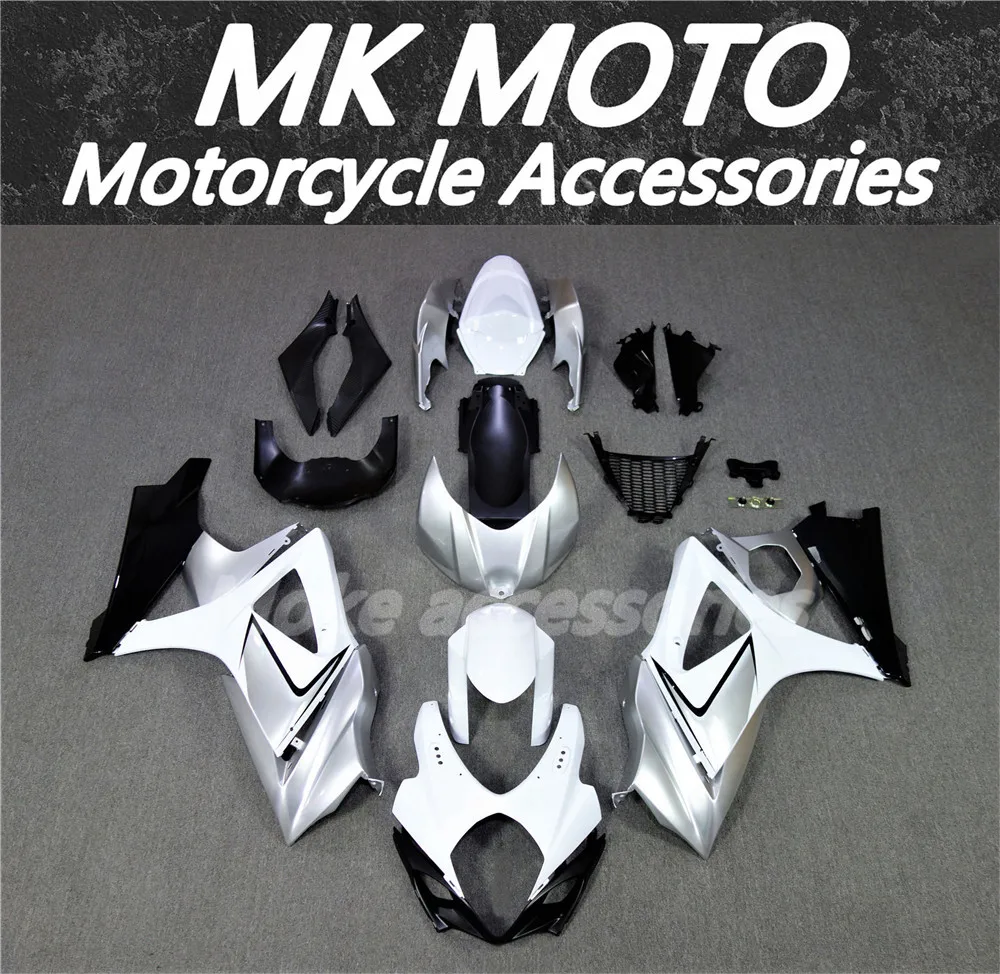 

Moke moto Motorcycle Fairings Kit Fit For Gsxr1000 2007-2008 K7 07-08 Bodywork Set High Quality Abs Injection White Silver