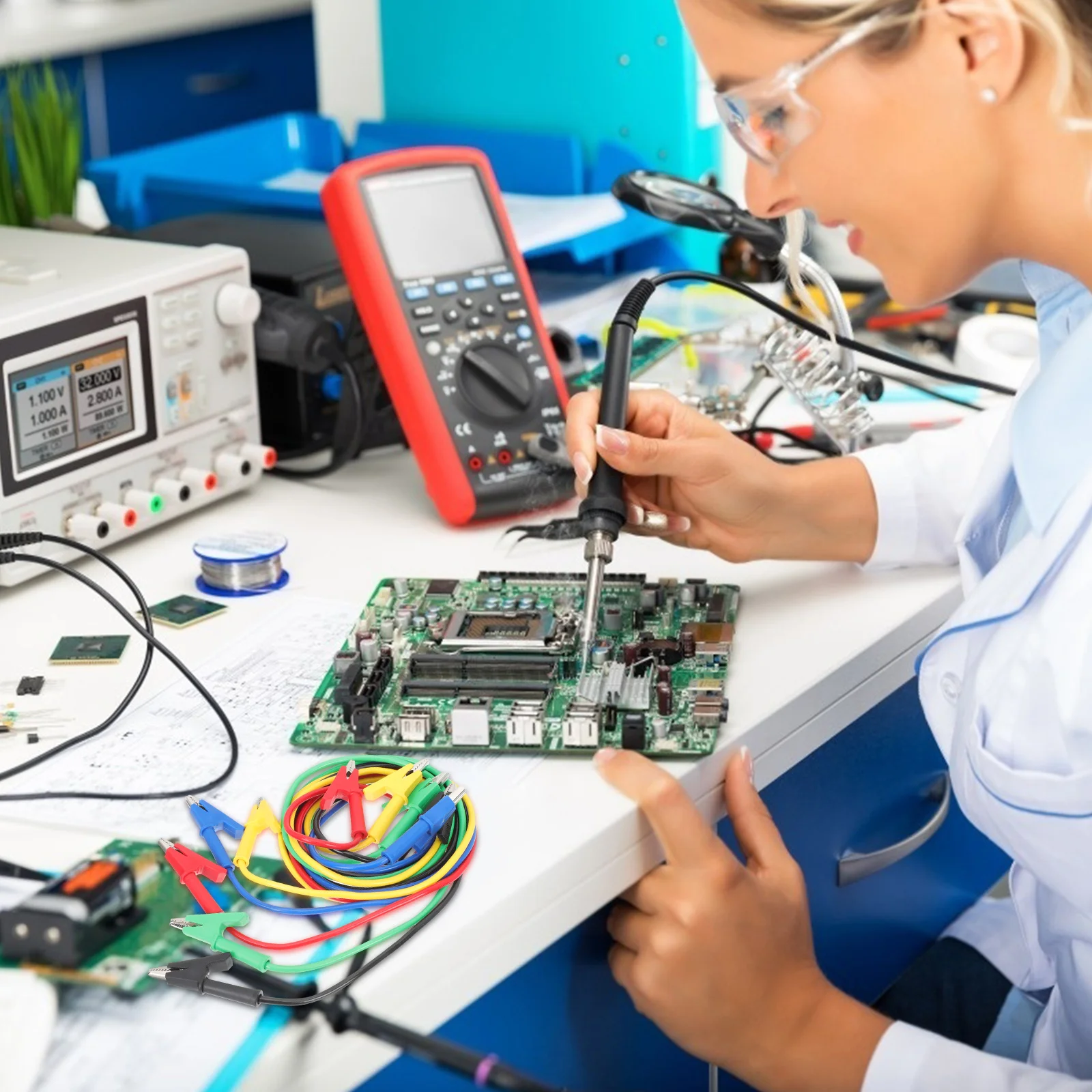 

5pcs Crocodile Clips Power Cable Non-Slip For Diy Electrical Testing Lab Experiment Insulated Pvc Jumper Wires Connector