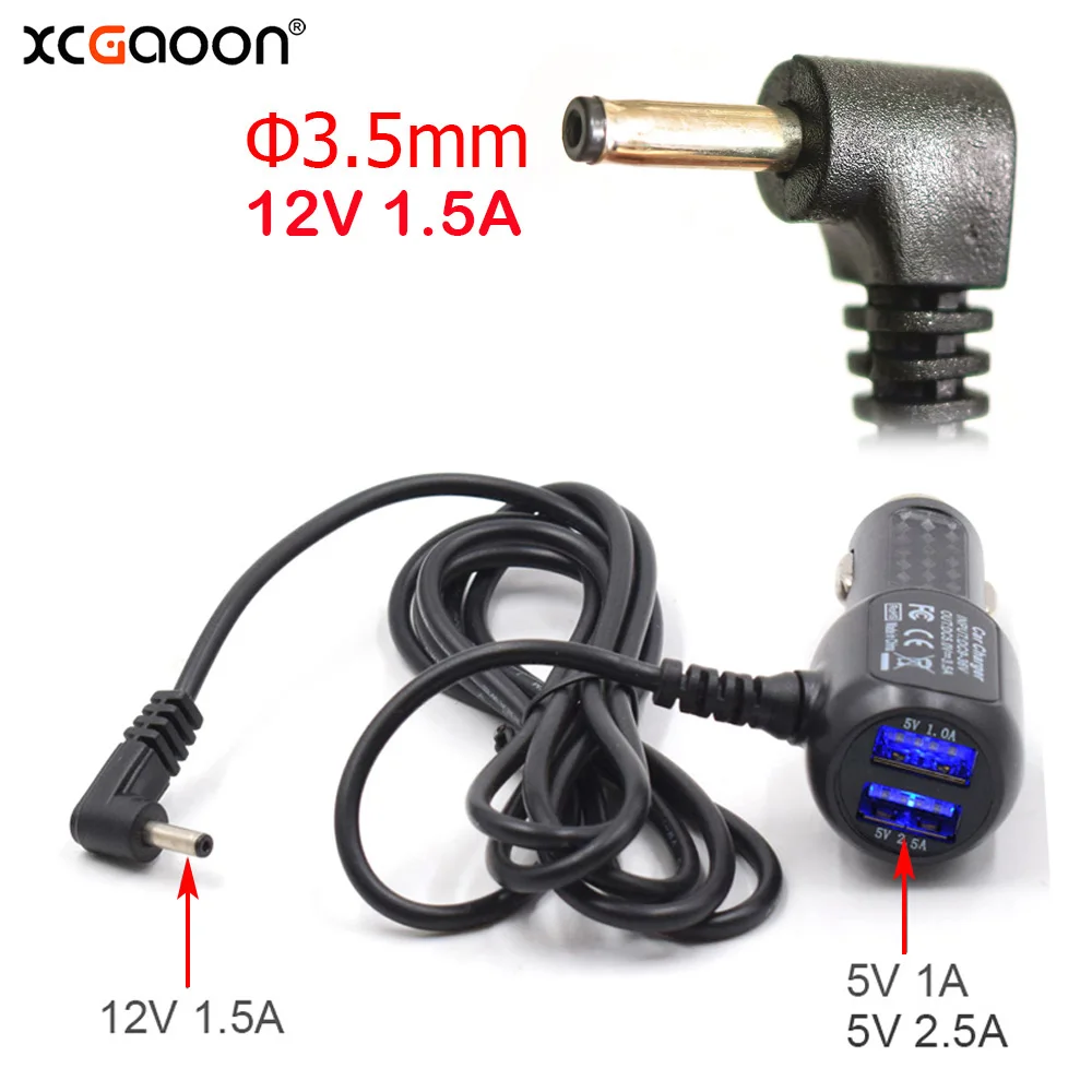 Car Dash Cam GPS Radar Camera Car Charger with Diameter Ф3.5mm 12V 1.5A / 2.0A Charging Port and 5V 3.5A Dual QC3.0 Quick USB