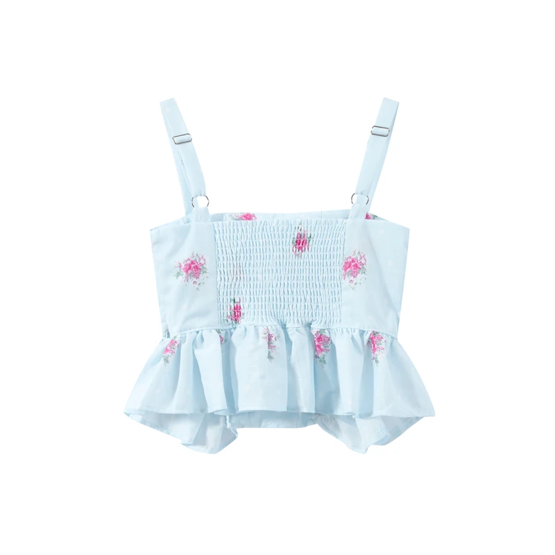 Eleganter bedruckter Damen-Westen-Hosenanzug, ärmelloses Oberteil mit Blumenmuster, plissiert, weit geschnittene Hose, Damen-Set, Sommer-Herbst 2026, Damen-Sets – Detail 16