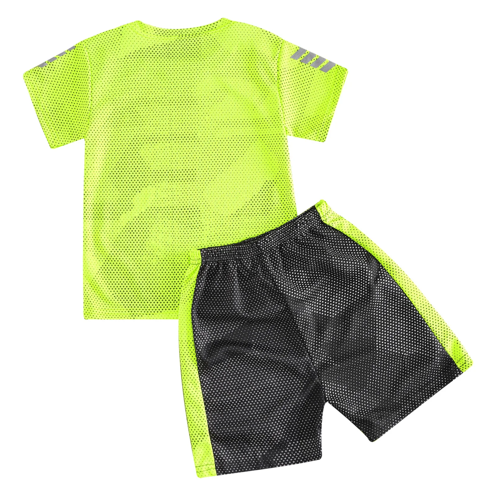 Kids Boys Quickly Dry Sport Suit Football Basketball Game Training Running Summer Sportswear Short Sleeve T-shirt Shorts Set