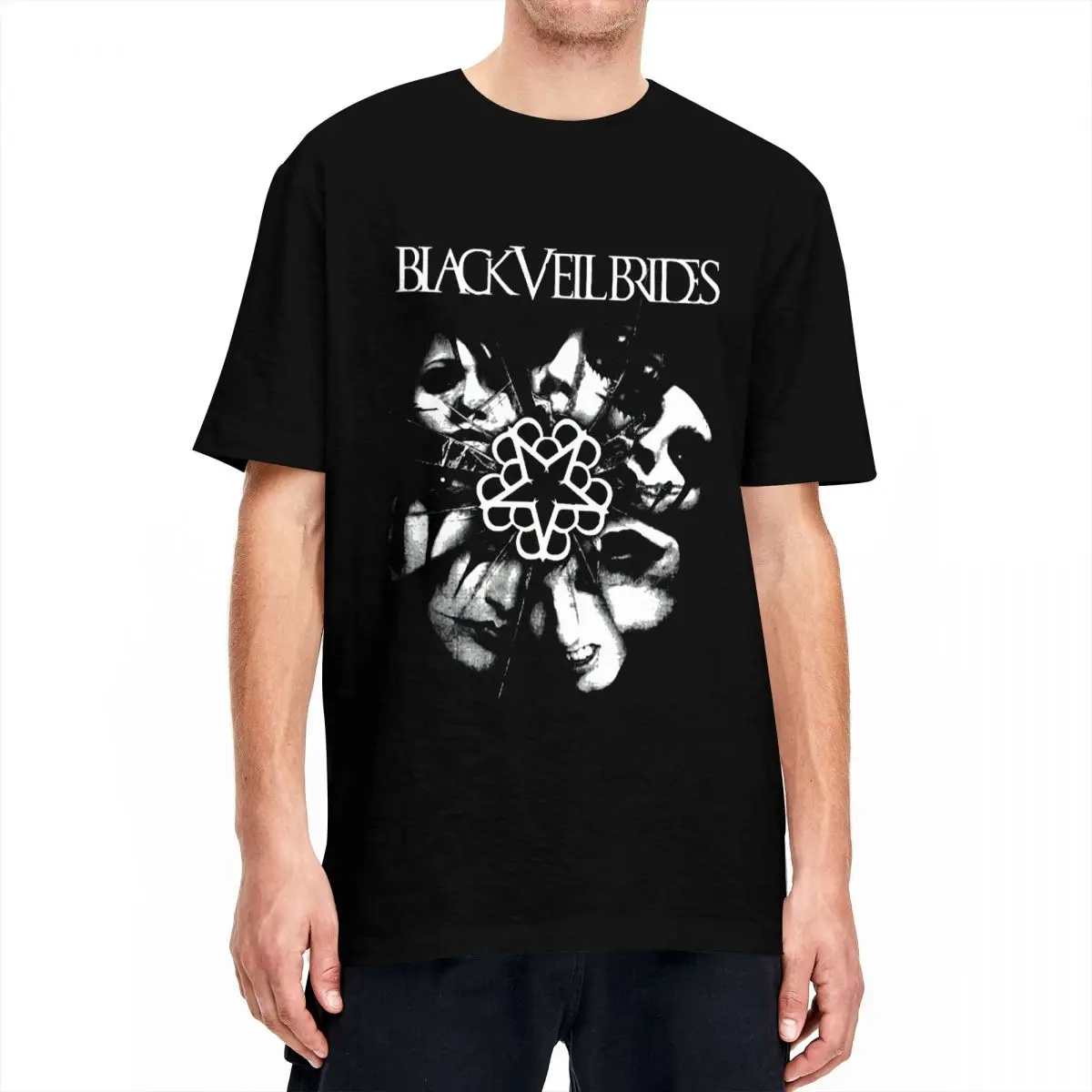 Black Veil Brides Band Logo T Shirt Beach Vintage T Shirts Cotton Leisure Tshirt For Men Short Sleeve Print Tops