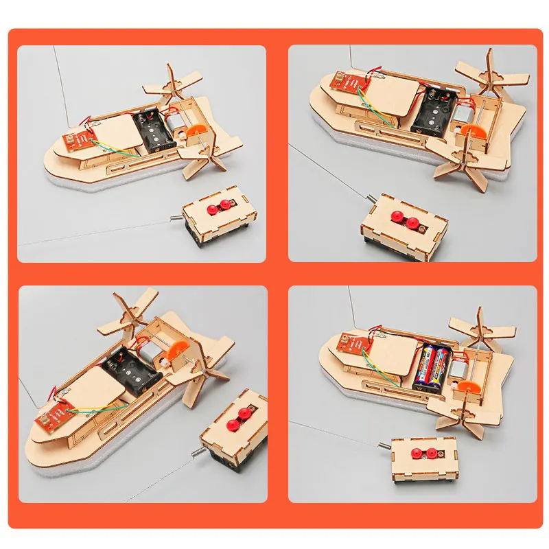 Bateau RC en bois télécommandé pour enfants, jouets de bricolage, construction électronique faite à la main, modèle expérimental, kit de puzzle