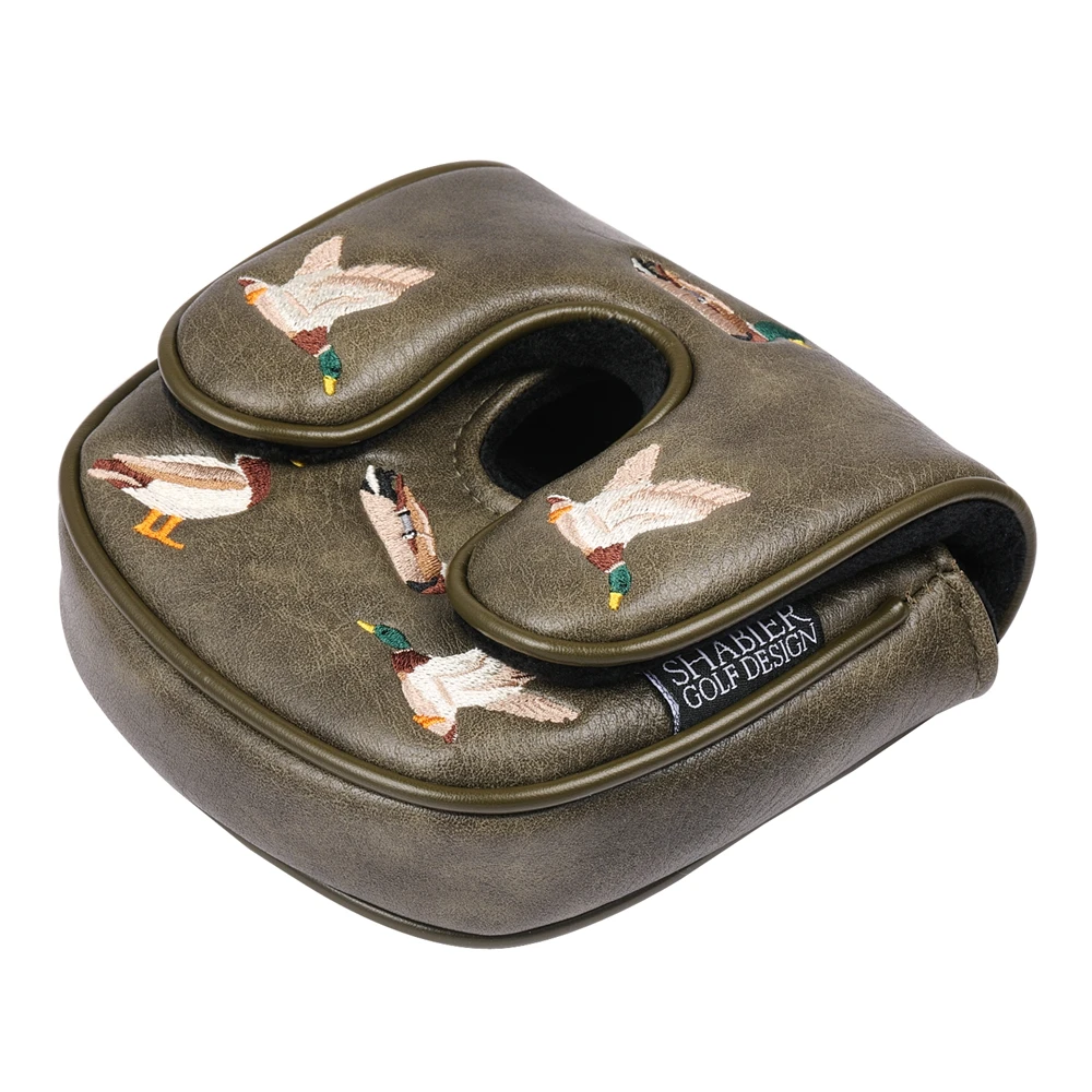 Vintage PU-Leder Golf-Schlägerkopfhülle mit Enten-Stickerei, Magnetverschluss für Blade- und Center-Schaft-Mallet-Putter – Detail 3