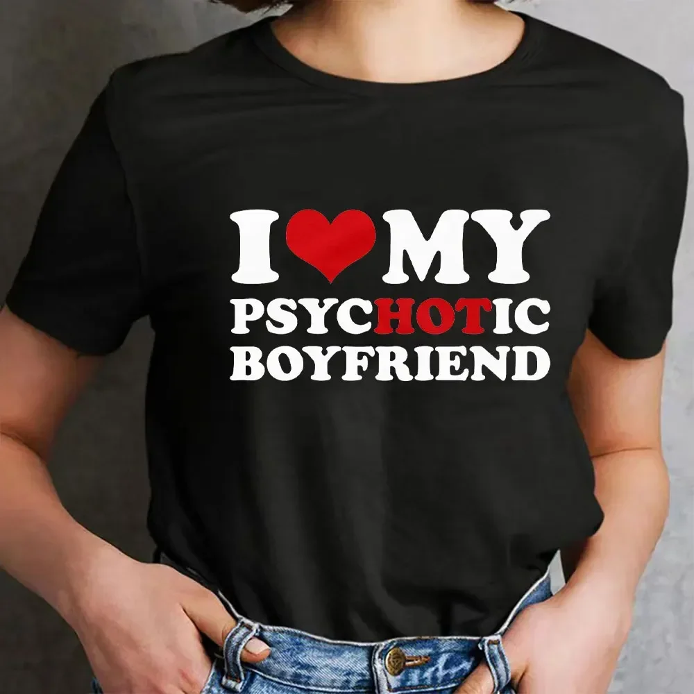 Novelty I Love My Psychotic Girlfriend T Shirts  Yaiba Short Sleeve T-shirt Men Women's Fashion Harajuku Y2k T Shirts Tops