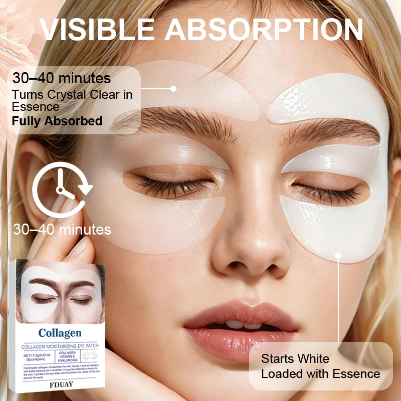 FDUAY Collagen Moisturizing Eye Patches with Vitamin E & Hyaluronic Acid Embossed Surface for Strong Adhesion Non-Slip Hydration