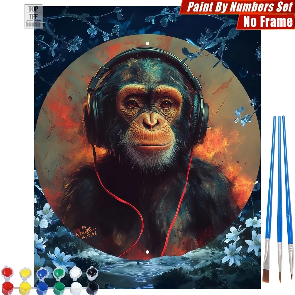 

Набор для рисования абстрактных цифровых картин маслом «Наушники с изображением шимпанзе» — Абстрактные наушники с шимпанзе для домашних занятий, подарок на Хэллоуин для жены