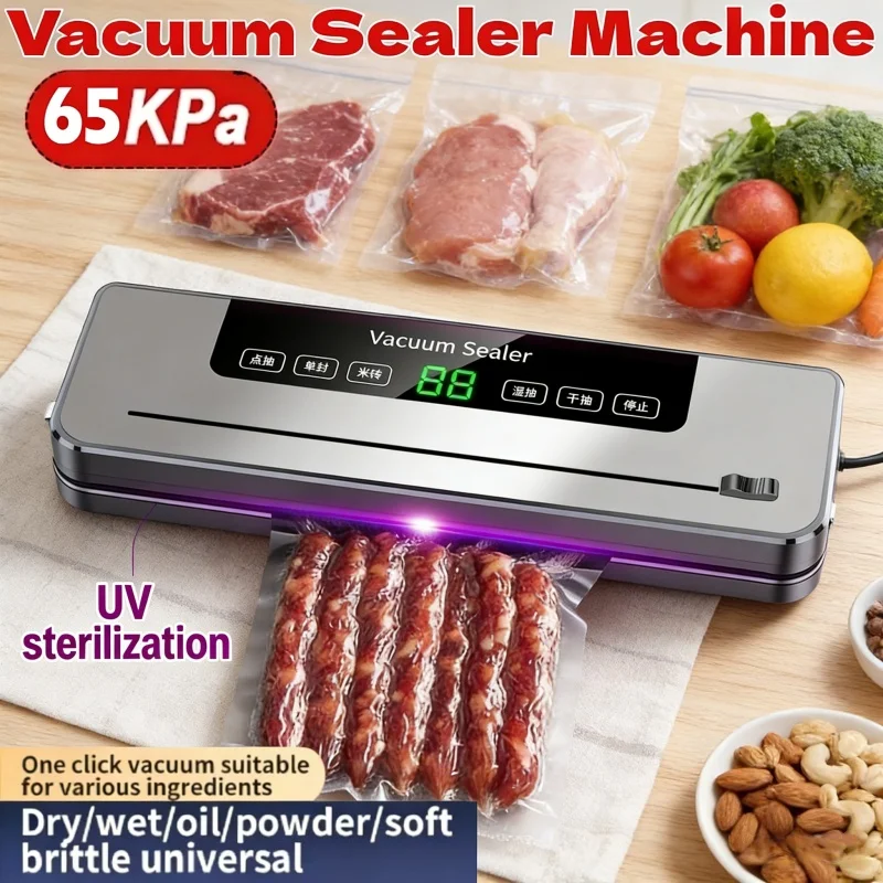 

Electric Vacuum Sealer Machine Dry/Wet Food Packaging Vacuum Sealing Bags Built-in Cutter Kitchen Food Storage Vacuum Sealer