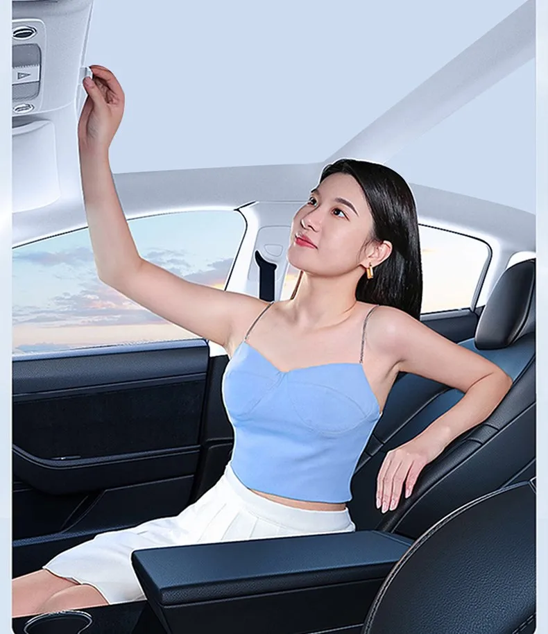 Heenvn Für Tesla Model 3 Y Model 3 Highland Model Y Juniper 2025 2026 Eiskleid-Schnallen-Sonnenschutz Sonnenblende Auto Vorne Hinten Sonnendach – Detail 10