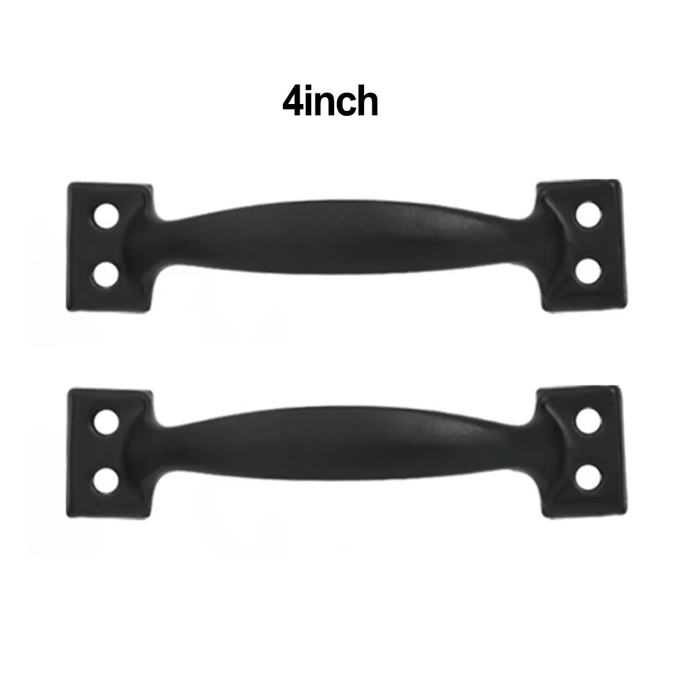 2 Pcs 3 Inches 4 Inches 5 Inches 6 Inches Bow Shaped Door Handle Old-fashioned Painted Wood Drawer Door  Black Antique Handle