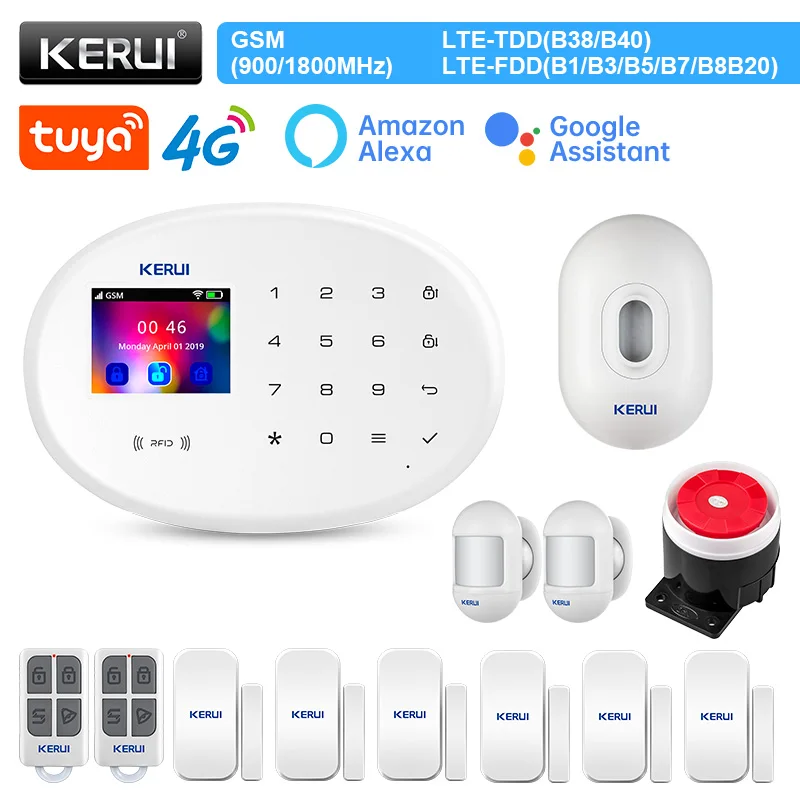 

KERUI W204 4G Tuya Smart Security Home Alarm System WIFI GSM Alarm Kit Burglar Control Panel with Home Devices Motion Sensor