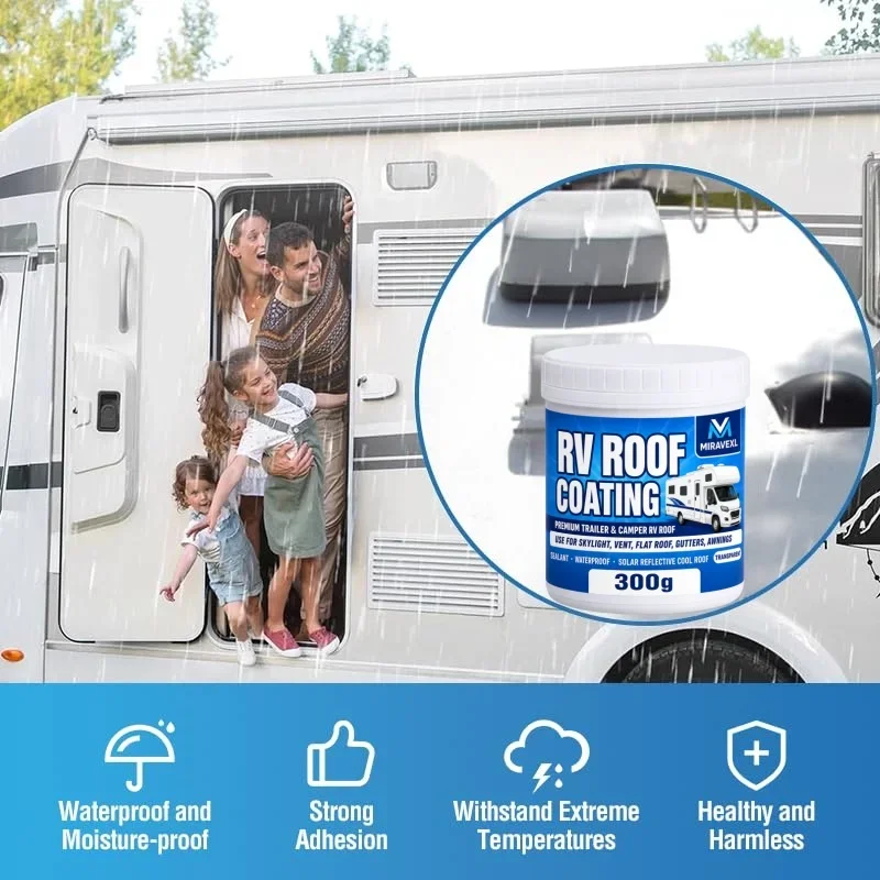 Wasserdichte Dachbeschichtung für Wohnmobile, Transparente Dachreparaturbeschichtung für Wohnwagen-Dachfenster und Flachdächer, Inklusive Pinsel – Detail 4