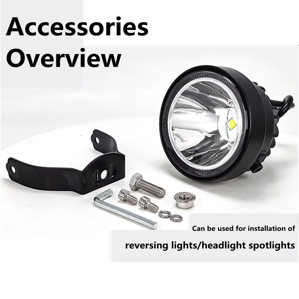 12-48V Car Truck Modification Fog Light Reverse Light Motorcycle Headlight 4-Inch Circular High Brightness Small Sun Spotlight