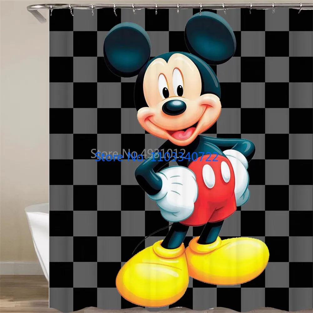 The New Mickey Mouse Minnie Shower Curtain 1pcs Cartoon Bath Screen Curtains with Hooks for Bathroom Decor Waterproof