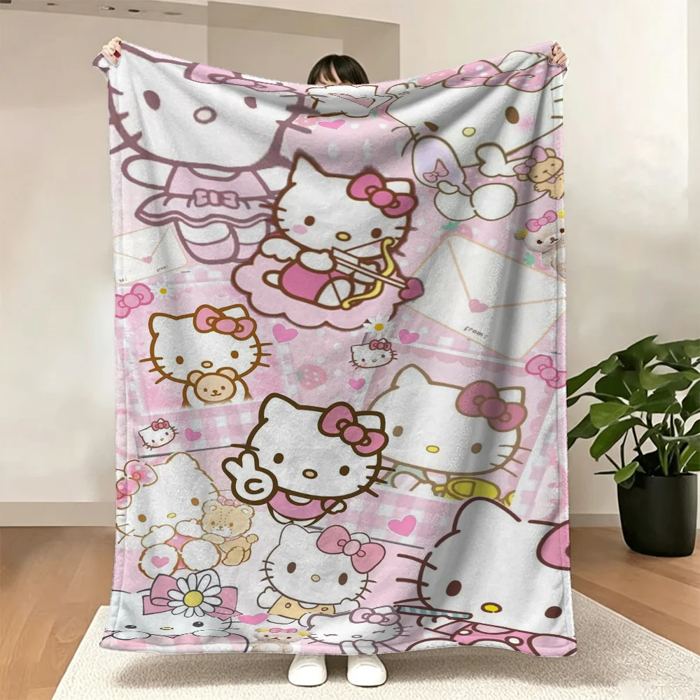 Cute Hello Kitty Cartoon Print Pink Bow Bear Violin Envelope Pattern Kawaii Cat Collage Design
