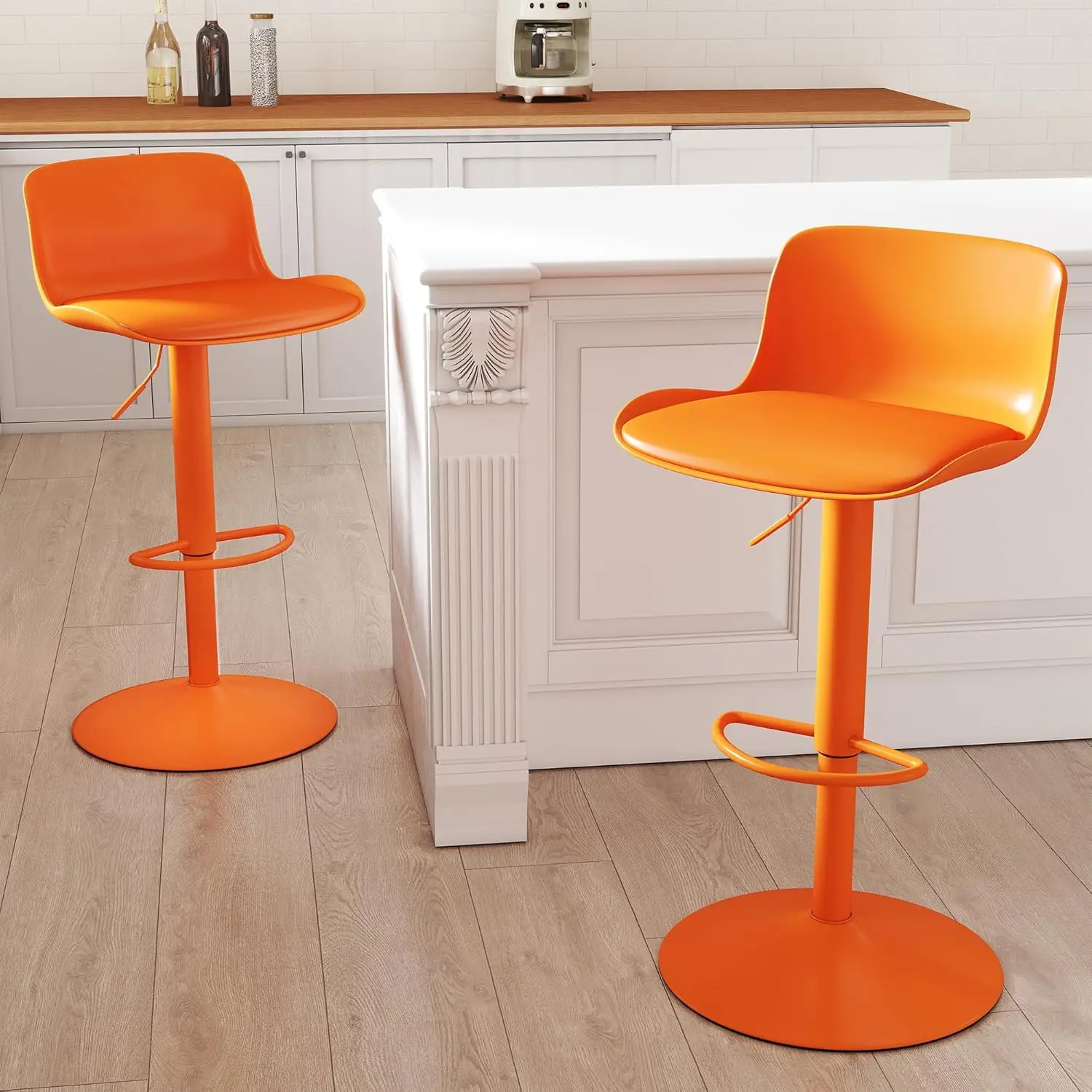 

Регулируемые поворотные барные стулья, набор из 2 искусственной кожи с обивкой, воздушный подъемник, высота стойки, кухня, дом по индивидуальному заказу