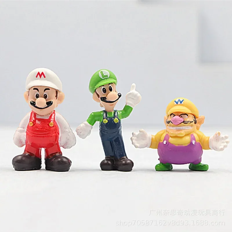 48pcs Super Mario Bros Toys Dolls Anime Figures Luigi Yoshi Donkey Kong Wario PVC Action Figure Model Toy for Kids Birthday Gift