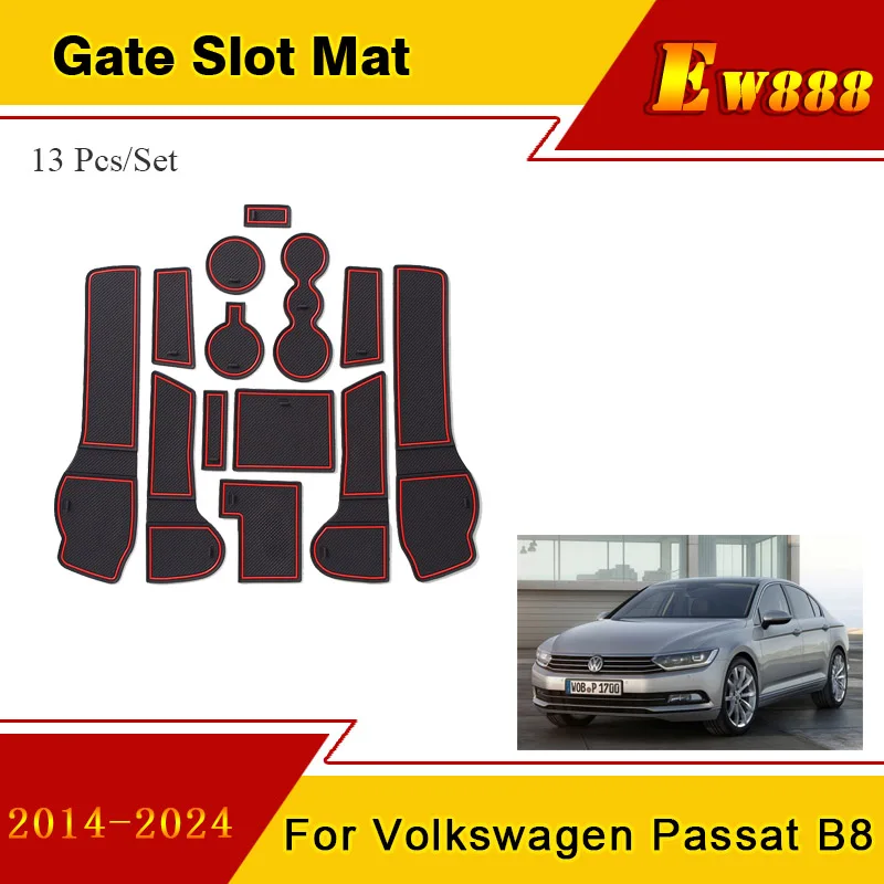 

Door Groove Mat Fit For Volkswagen VW Passat 2014-2024 Magotan Car Styling Accessories Rubber Cup Cushion Phones Gate Slot Pad