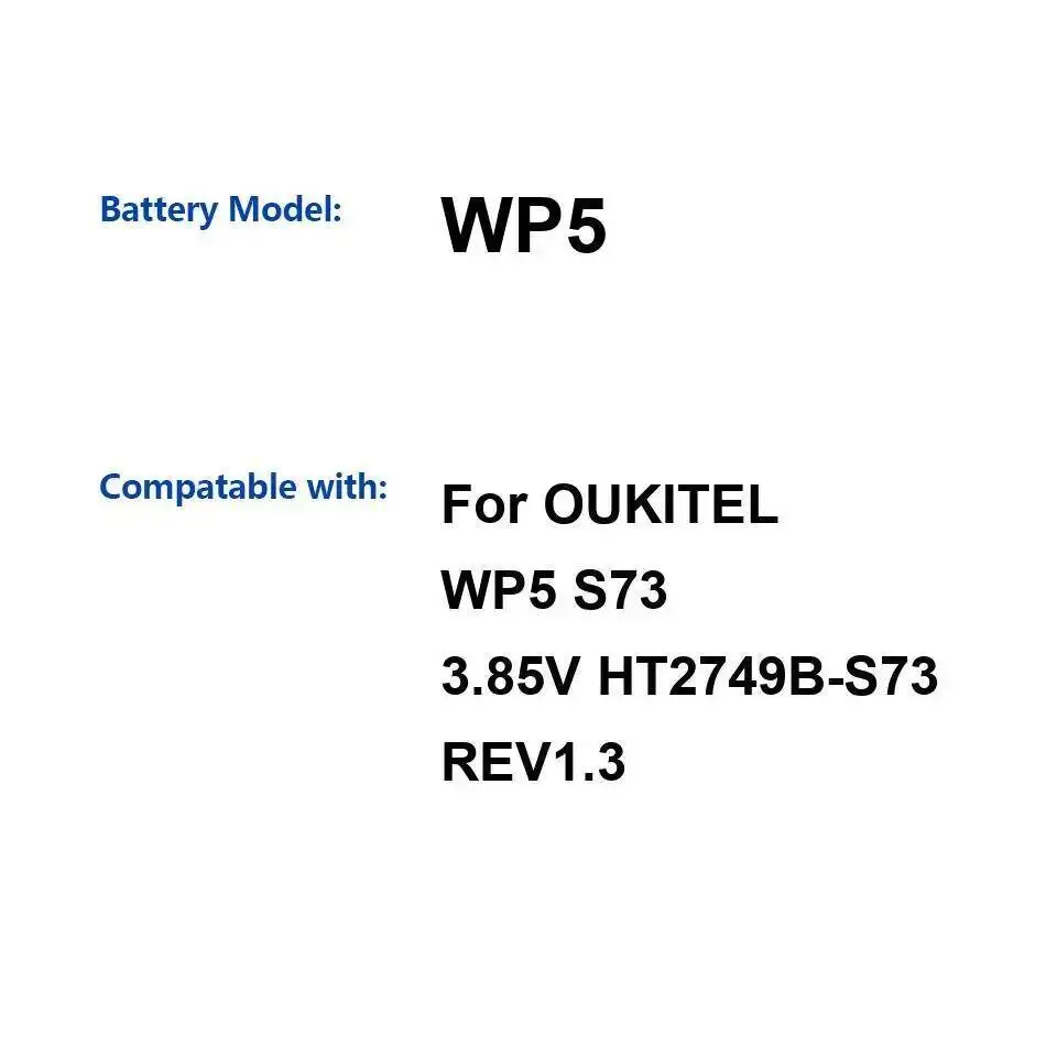 

Аккумулятор мобильного телефона для Oukitel WP5 S73 HT2749B-S73 REV1.3, высокоэффективная замена премиум-класса 8000 мАч