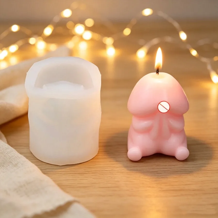 DIY Realistic Male Genital Silicone Candle Mold, 3D Realistic Penis Candle, Plaster Handicraft, Cement Product, Soap Making Mold