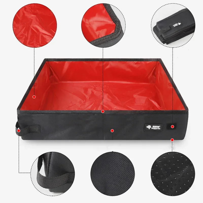 Portable Foldable Cat Litter Box Waterproof 600D Oxford Cloth Anti-slip Bottom Travel Cat Sand Tray For Indoor Outdoor Travel - view 4