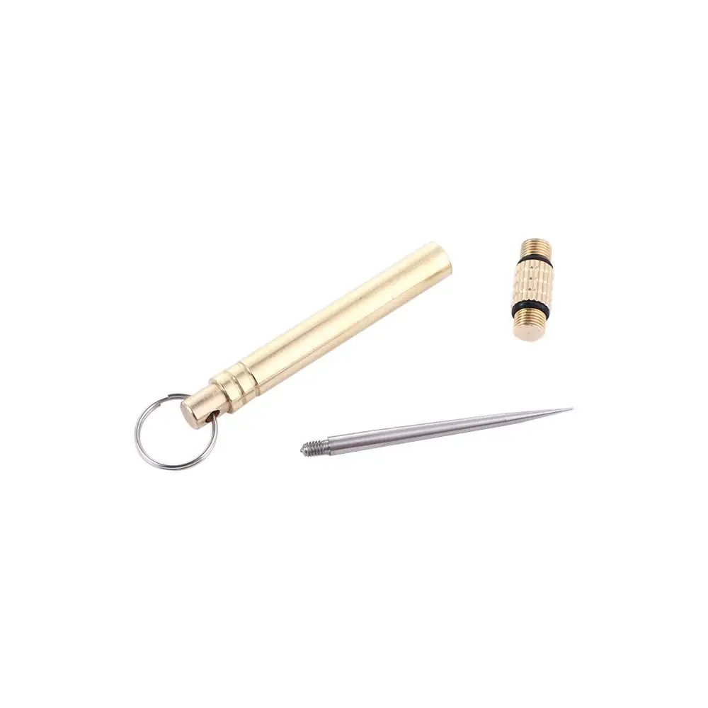 

Waterproof Titanium、 Brass Camping Tool Metal Fruit Pick With Key Ring Brass Toothpick Toothpick Fruit Fork Toothpick Tube