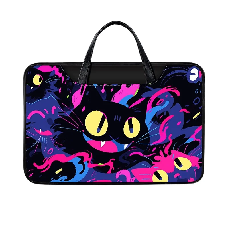 

Сумка для ноутбука Cartoon Cat 14/16 дюймов, чехол для ноутбука из искусственной кожи, водонепроницаемый чехол для ноутбука большой вместимости, подходит для Apple/Huawei/Xiaomi
