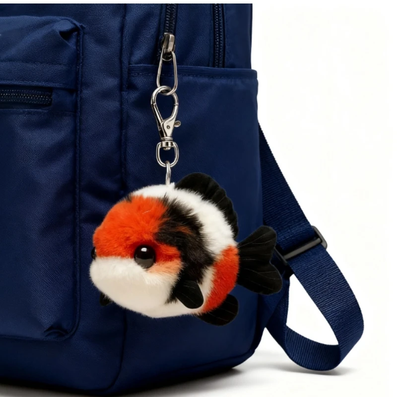 Super Cute Tri Color Koi Cute Pet Bag Mobile Phone Pendant Goldfish Keychain Soft Plush Toy Decoration Surprise Holiday Gift