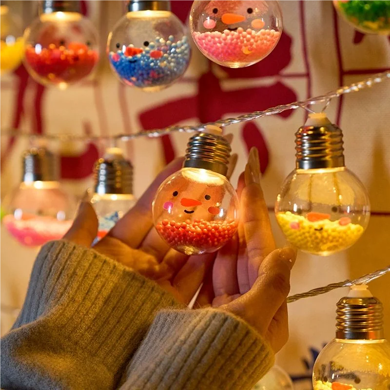 1PC Christmas Smiling Colorful Bulb Ball Fairy Lights Christmas Tree Decoration Lamp Battery Powered String Lights