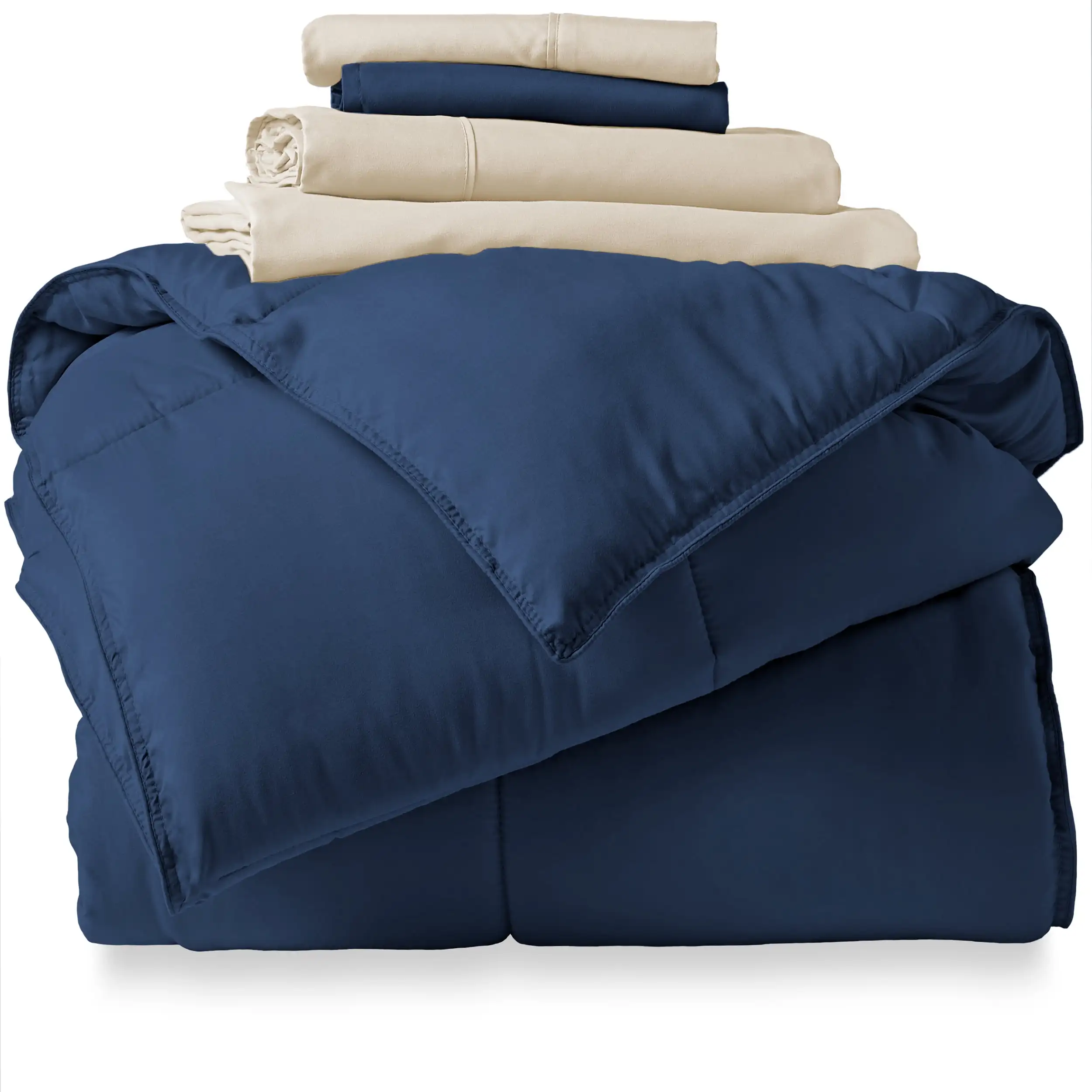 

Microfiber 5-Piece Dark Blue and Sand Bed in a Bag, Twin